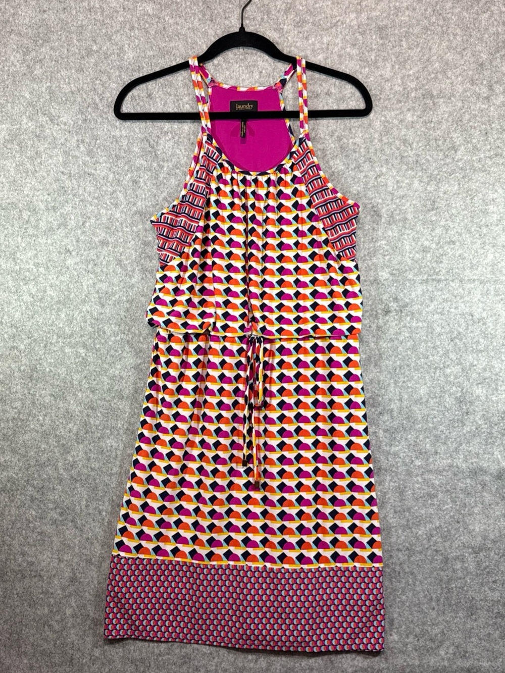 Laundry By Shelli Segal Geometric Tank Dress - Women S - Black Label Pink Orange